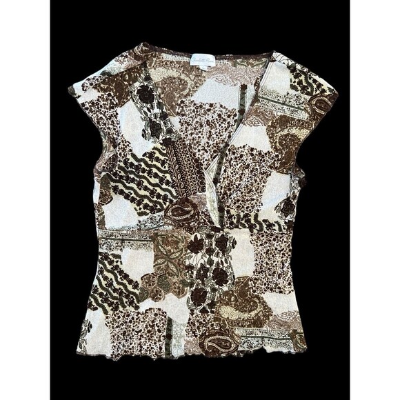Y2K Charolette Russe Sheer Top Forest Fairy Whimsical Floral Pattern - Picture 1 of 12